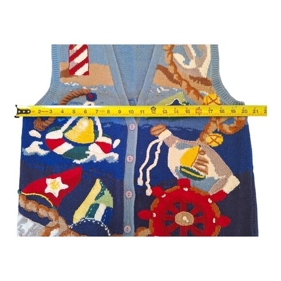 Vintage Preppy Coastal Nautical Embroidered Cotton Blend Sweater Vest Womens S - Picture 14 of 16